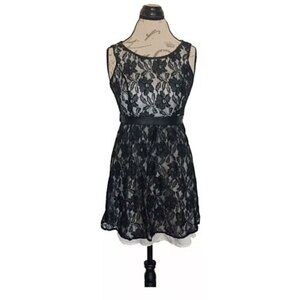 Mac & Jac Womens Black lace Dress Size Medium Sleevesless Lined Party